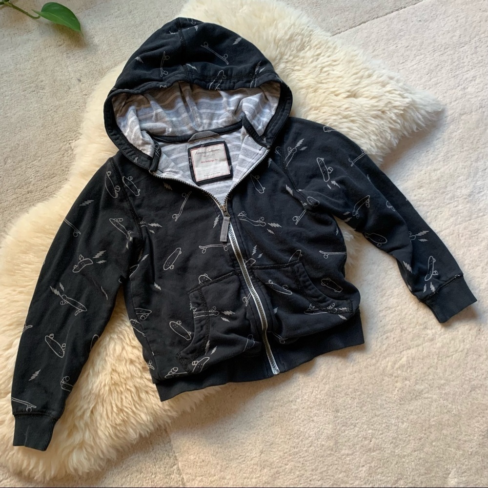 Hanna Andersson Boys Skateboard Print Zip Hoodie